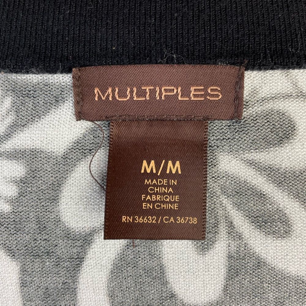 EUC Multiples Womens 3/4 Sleeve Foral Black and White Top Size M - Picture 6 of 7